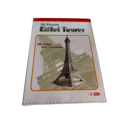 World's Great Architecture 3D Puzzle Grey Eiffel Tower 35pcs Easy Assembly DIY