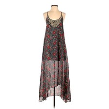 Boohoo Tasha Floral Print Hanky Hem Dress Beaded SIZE 4P Petite New Flaw