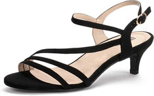 IDIFU Women'S Dressy Strappy 2 Inch Low Kitten Heel Open Toe Sandals Dress Shoes