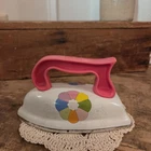 Vintage Ohio Art Toy Iron White W/Multi-colored Flower Design Tin
