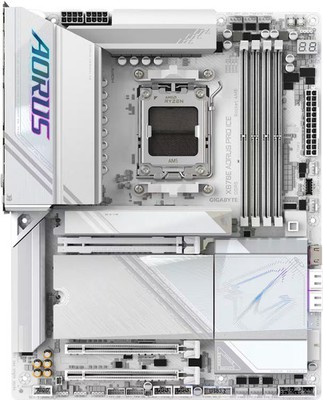 GIGABYTE - X870E AORUS PRO ICE (Socket AM5) AMD X870 ATX DDR5 Wi-Fi 7 Motherb...