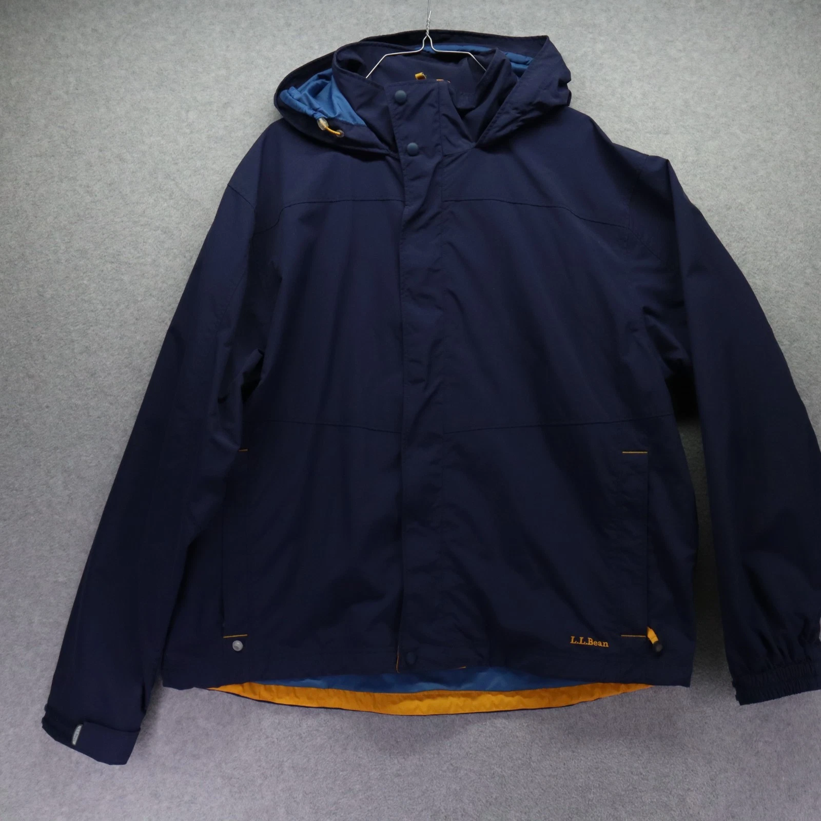 LL Bean Jacket Mens XL Full Zip Hooded Parka Coat Water-Resistant Windproof Blue
