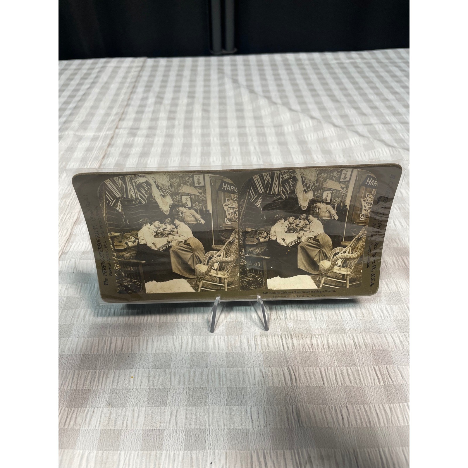Antique H.C. White Co Stereoview College Girls Making a Rarebit Stereograph Card