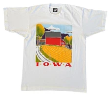 Vintage Screen Stars Best Iowa Souvenir Art Graphic T Shirt Size XL Abstract
