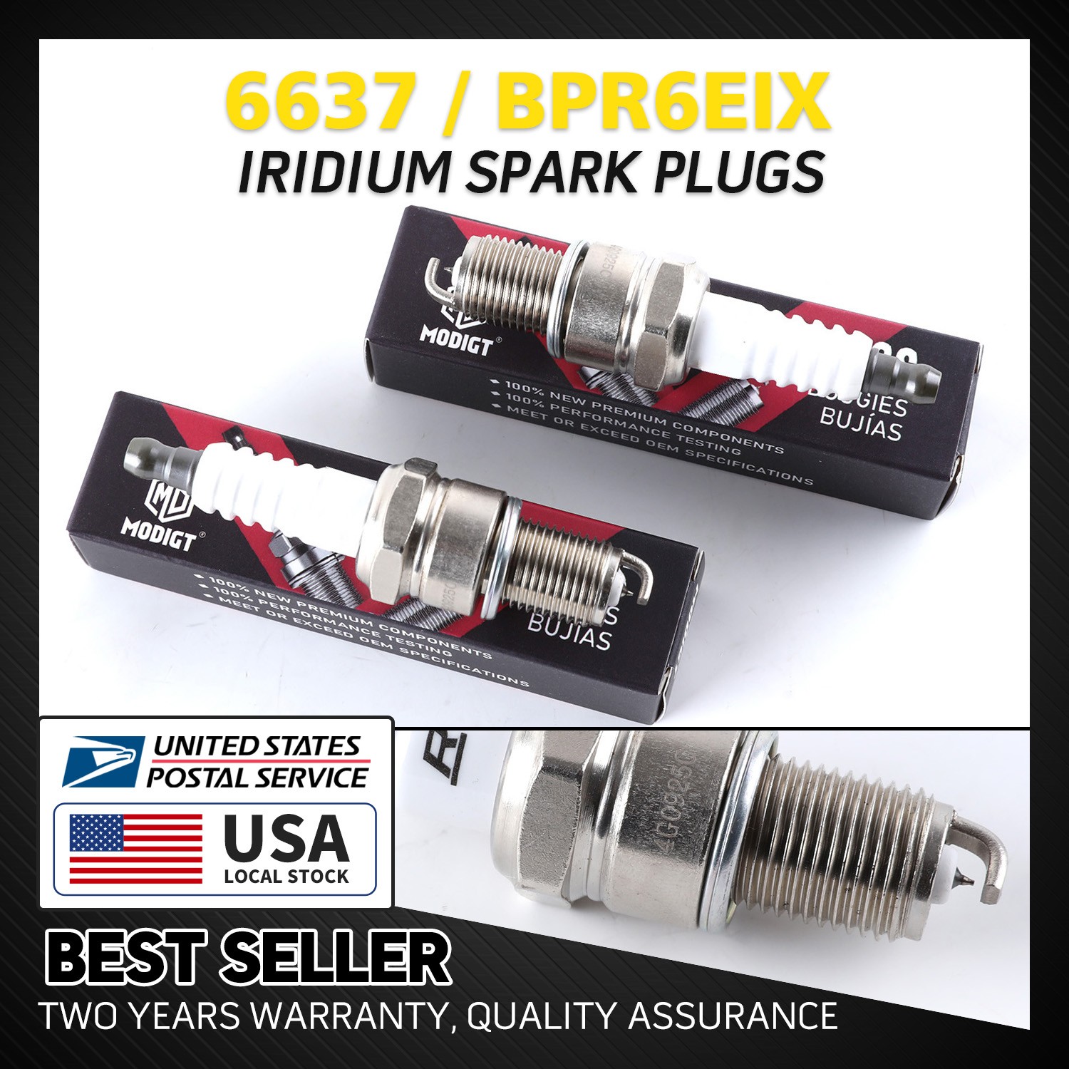 Set of 4 OEM Replacement For NGK 6637 / BPR6EIX Premium Iridium Spark Plugs NEW