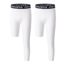 Youth Boys One Leg Compression Pants for Basketball 2-Pack 3/4 Leggings Sport...