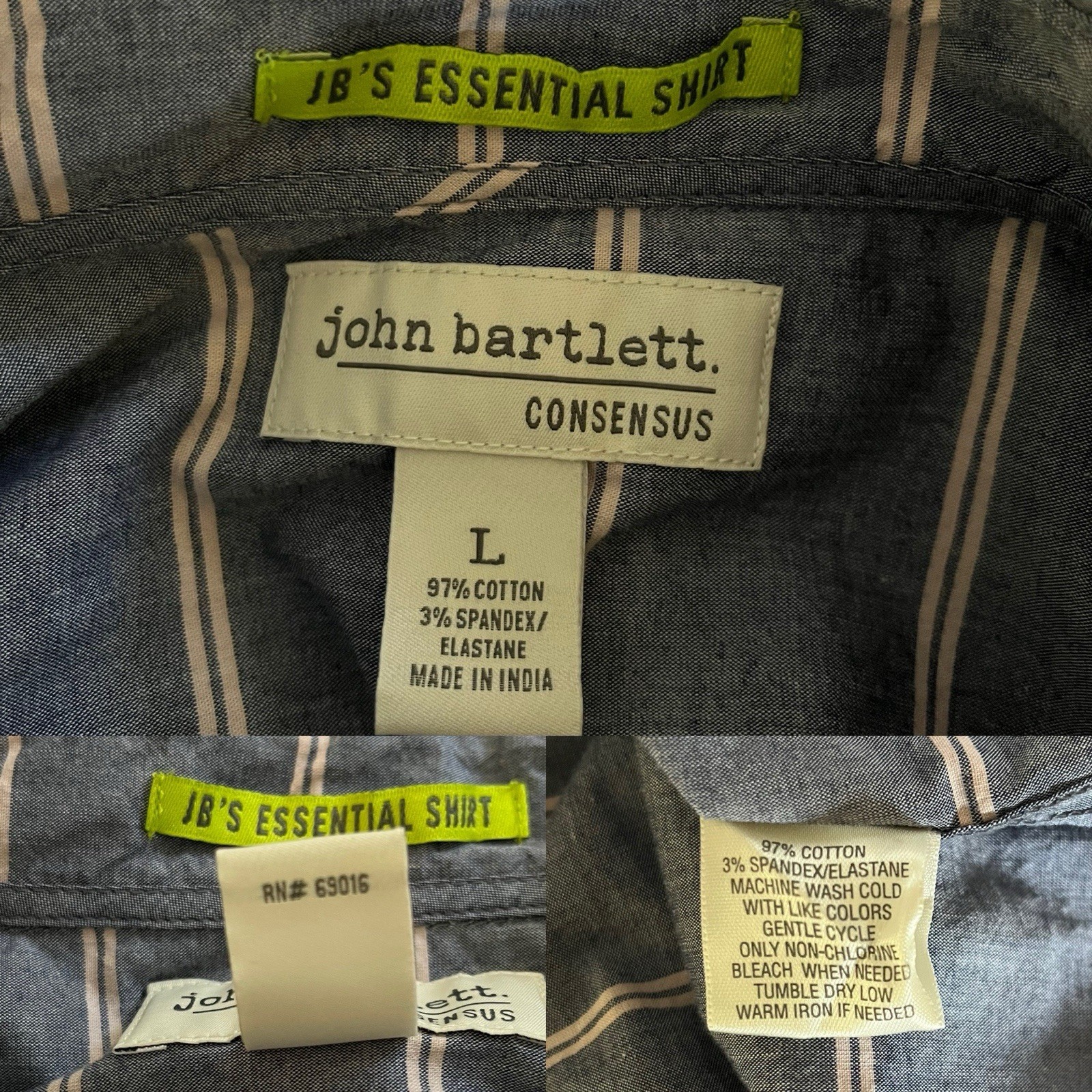 John Bartlett Consensus Chambray Woven Striped St… - image 9