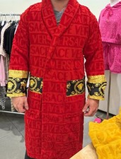 Versace Men s M Red Terry Cotton Logo Robe Be...