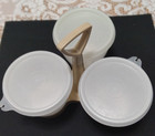 Vintage Almond Tupperware Condiment Caddy Server With 3 Clear Lids 757-2 — photo 1