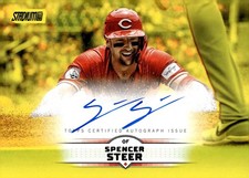 2025 Stadium Club #SCBA-SST Spencer Steer Base Autographs Yellow Foil