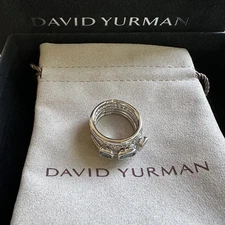 David Yurman Sterling Blue Topaz Five Row Metro Cable Ring Size 7