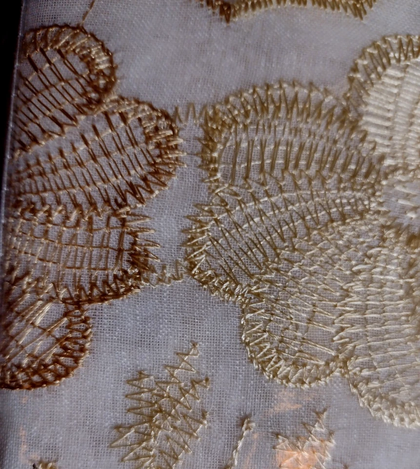 Juego de 2 paneles bordados transparentes de colección como nuevos con cenefa adjunta 50W x 84L Foto 3 de 3