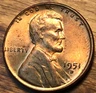 1951-D Lincoln Wheat Cent BU w/ Natural Toning Starting Actual Penny Pictured