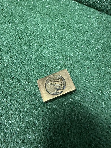 Vintage 80s Rainbow Trout BTS Solid Brass Belt Buckle Fishing Nature 1983 VTG - Picture 1 of 5