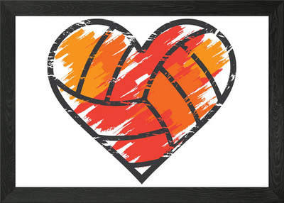 Volleyball Herz gerahmtes Wandbild Poster Leinwanddruck Bild
