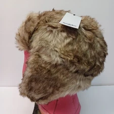 Unisex Adult Faux Fur Trapper Hat - Goodfellow Cream/Brown One Size Chin Strap