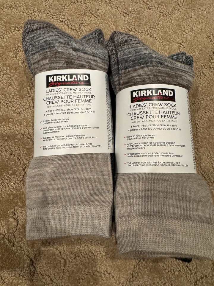 KIRKLAND Signature Ladies' Extra-Fine Merino Wool Crew Socks, Blue main image 1