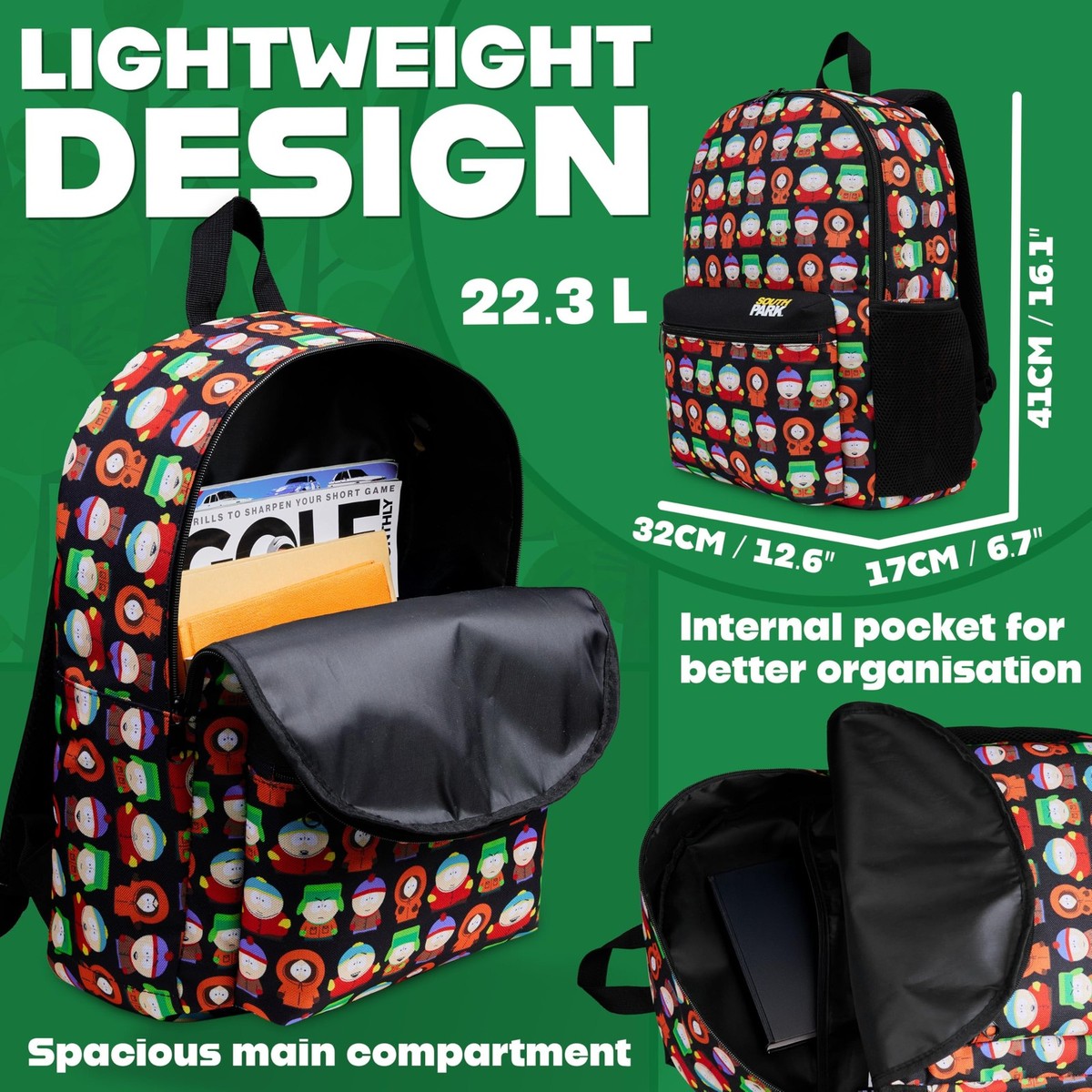 South Park Backpack for Men - All-Over Print Daypack, Gym/School