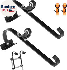 Ladder Roof Hook, 2 Pack with Fixed Wheel  Swivel Bar, Wheel Heavy Duty Steel L