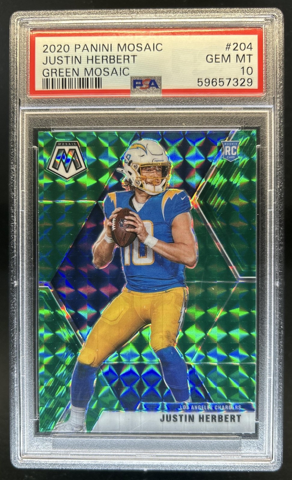 Justin Herbert Panini Mosaic #204 Green Mosaic