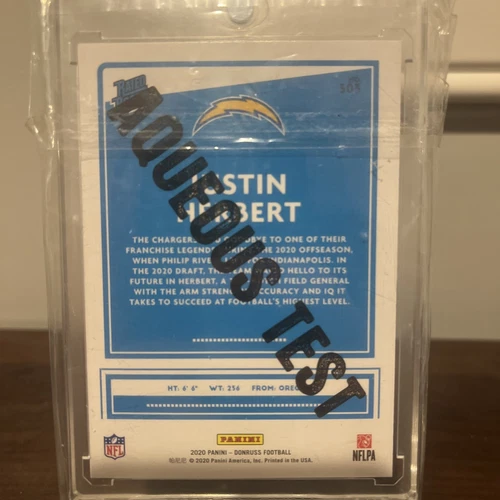 2020 Panini Donruss -Rated Rookie Justin Herbert #303 (RC) Aqueous Test SSP Rare