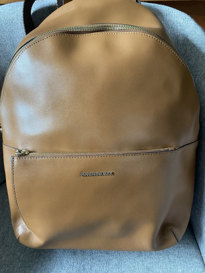 Rucksack „ Luna“ Von Mandarina Duck Aus Kalbsleder, Cognacfarben, Neu m. Etikett