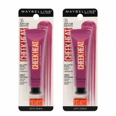 Maybelline Cheek Heat Gel-Cream Blush Berry Flame Liquid Makeup 35 2pk