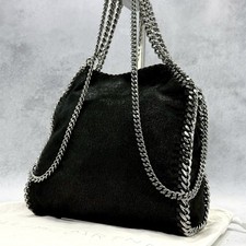 Stella McCartney Falabella Faux Suede Tote Bag Black Chain Trim 2Way From Japan