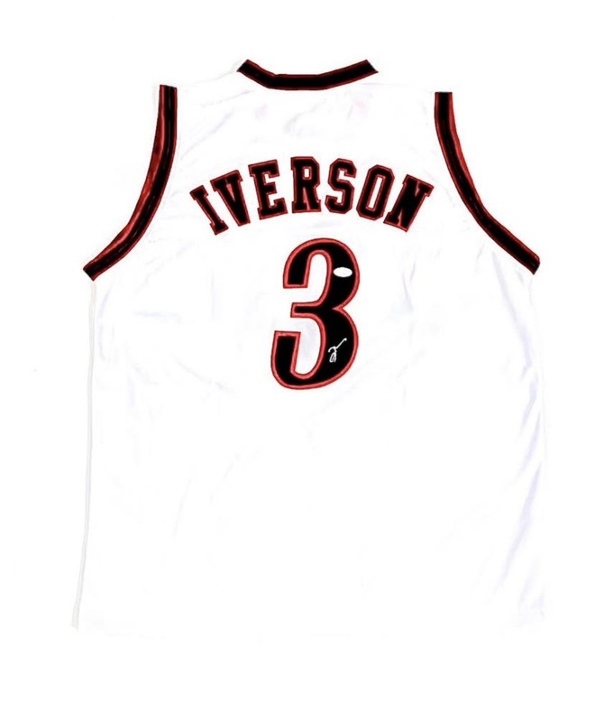Allen Iverson Autographed 76ers Custom Jersey #3 – JSA Authenticated XL