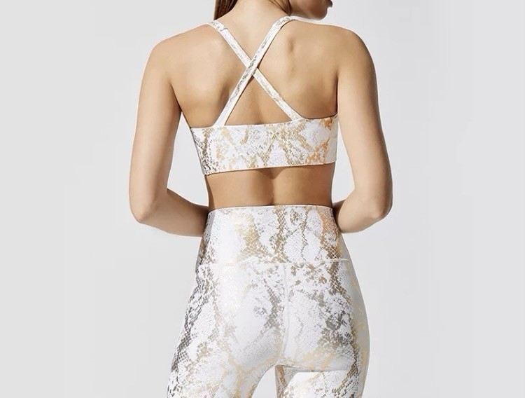 Women’s White/Gold Snakeskin Animal Print High Rise Ankle Stretch Leggings S