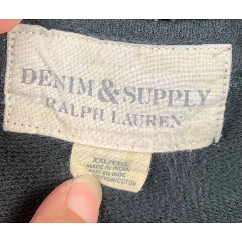 Sudadera con Capucha Negra Gráfica XXL Ralph Lauren De Colección Años 90 Denim & Supply Para Hombre Foto 4 de 4