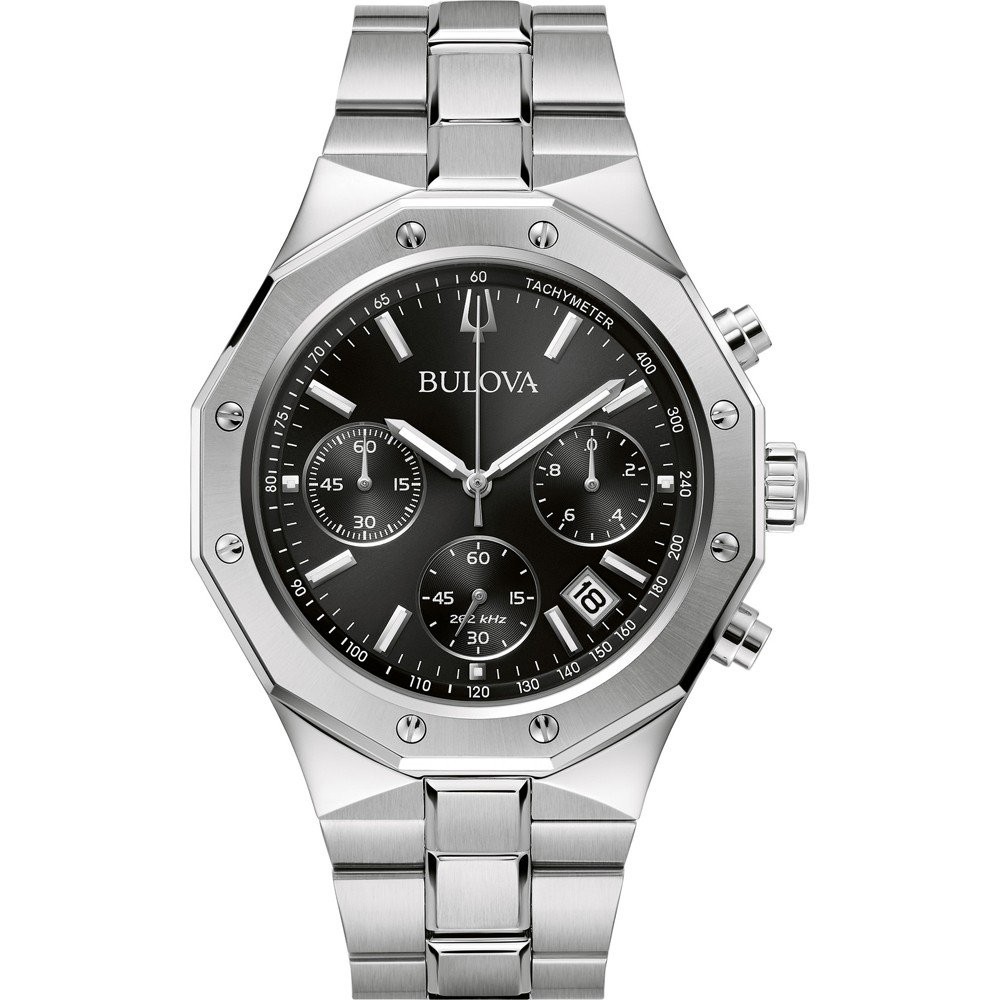 Bulova Precisionist Silver Mens Chronograph Watch 96B410