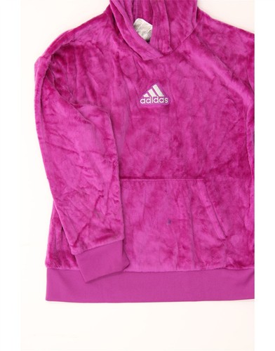 ADIDAS Maglione in Pile con Cappuccio Bambina 10-11 Anni Medio Rosa Poliestere BL16 - Foto 3 di 4