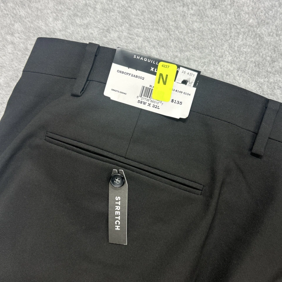 Shaquille O'Neal XLG Pants 58x32 Big & Tall Black Stretch Suit Separate Trousers - Image 3 of 4