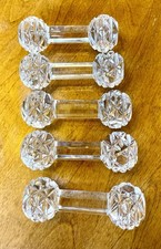 Vtg Cut  Crystal Dumbbell Knife Rest Made In Slovakia 24% Lead Crystal Set of 5