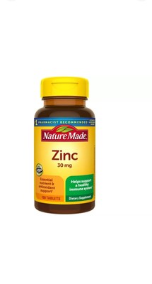 Nature Made Zinc 30mg, 100 Tablets, Dietary Supplement for Immune Health 