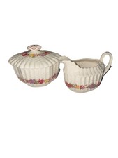 England Copeland Rose Brair Sugar Bowl And Cr...
