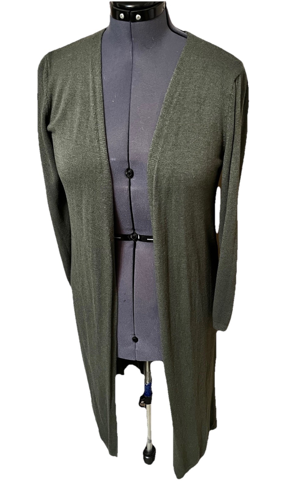 MEO MELI Open Front Cardigan Long Green Made in Italy Luxury M/LG CLASSIC staple