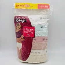 Hanes Her Way Underwear Women’s Cotton Brief 6 Pack NOS Vintage 1997 Size 10