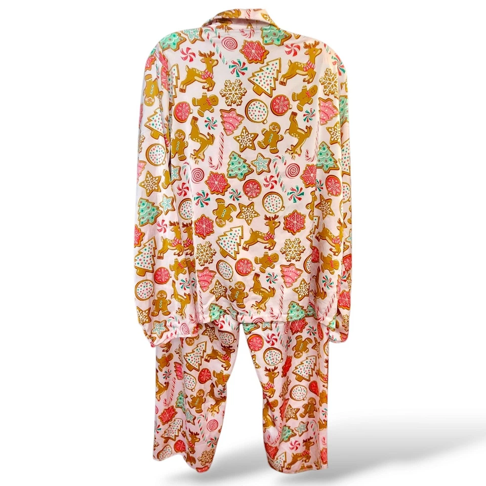 Conjunto de pijama camisa y pantalón de Navidad de satén Simply Southern para mujer talla L Foto 2 de 4