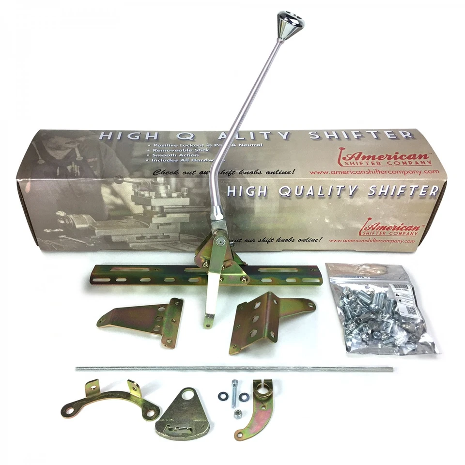 Kit de palanca de cambios de transmisión con botón pulsador de lujo con brazo cromado 16 para Ford C4 Foto 2 de 4