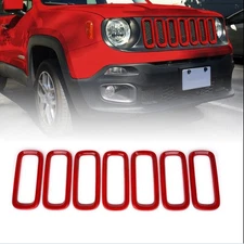 For 2016 2017 Jeep Renegade Red Car Front Grille Inserts Trim Covers