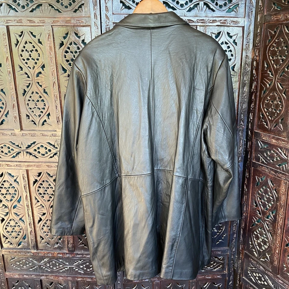 De Colección Para Mujer 3x Talla Grande Cuero Genuino Real Chaqueta Negra Boho Mob Esposa Y2K Años 90 Foto 3 de 4