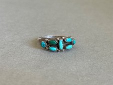 Old Pawn Zuni Sterling Silver and Turquoise Ring. Size 5 3/4