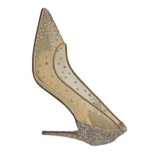 Christian Louboutin FOLLIES STRASS Heels mesh glitter Size:6.5
