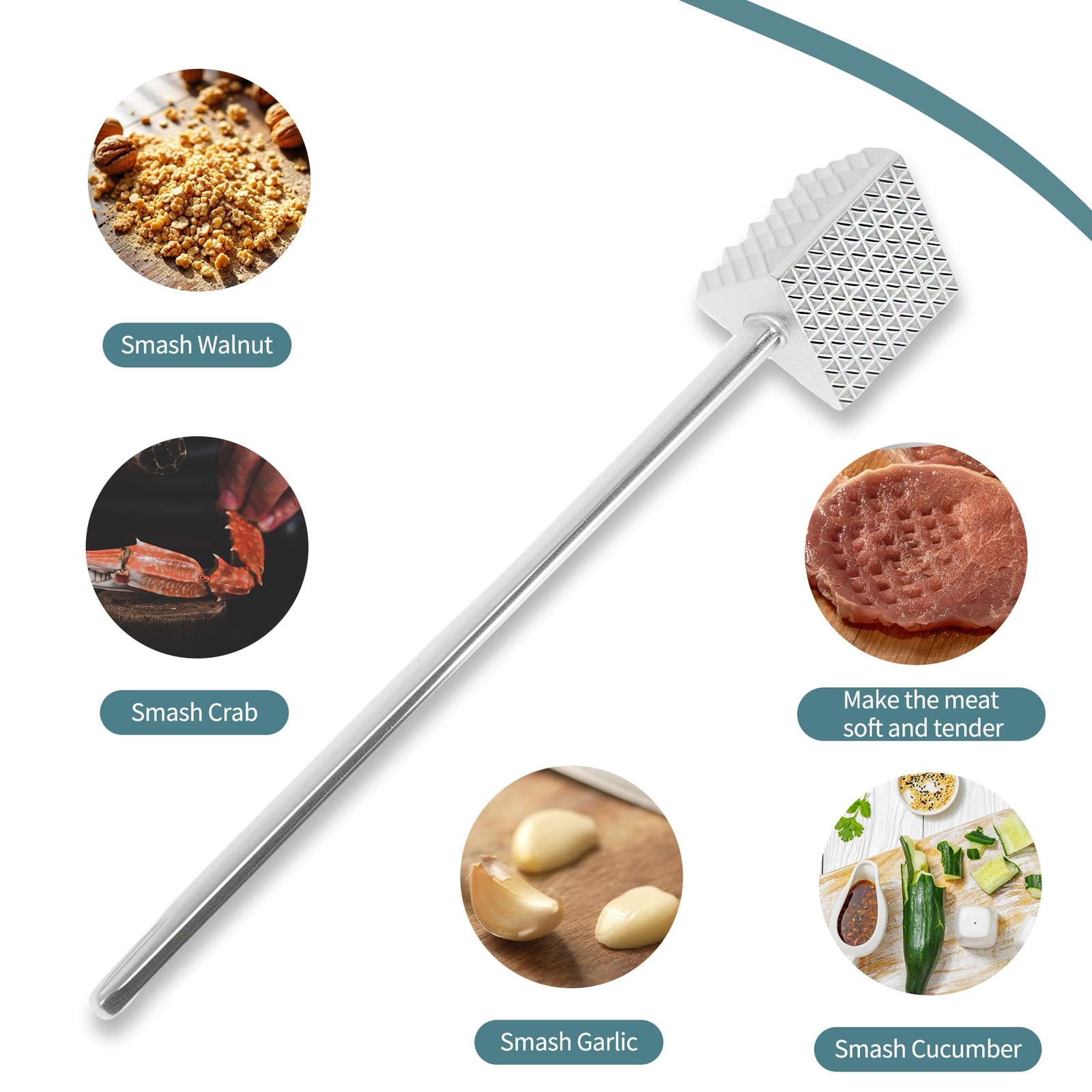 VOCOSTE Meat Tenderizer Mallet, Aluminum Alloy Kitchen Three-sided Meat Pound...