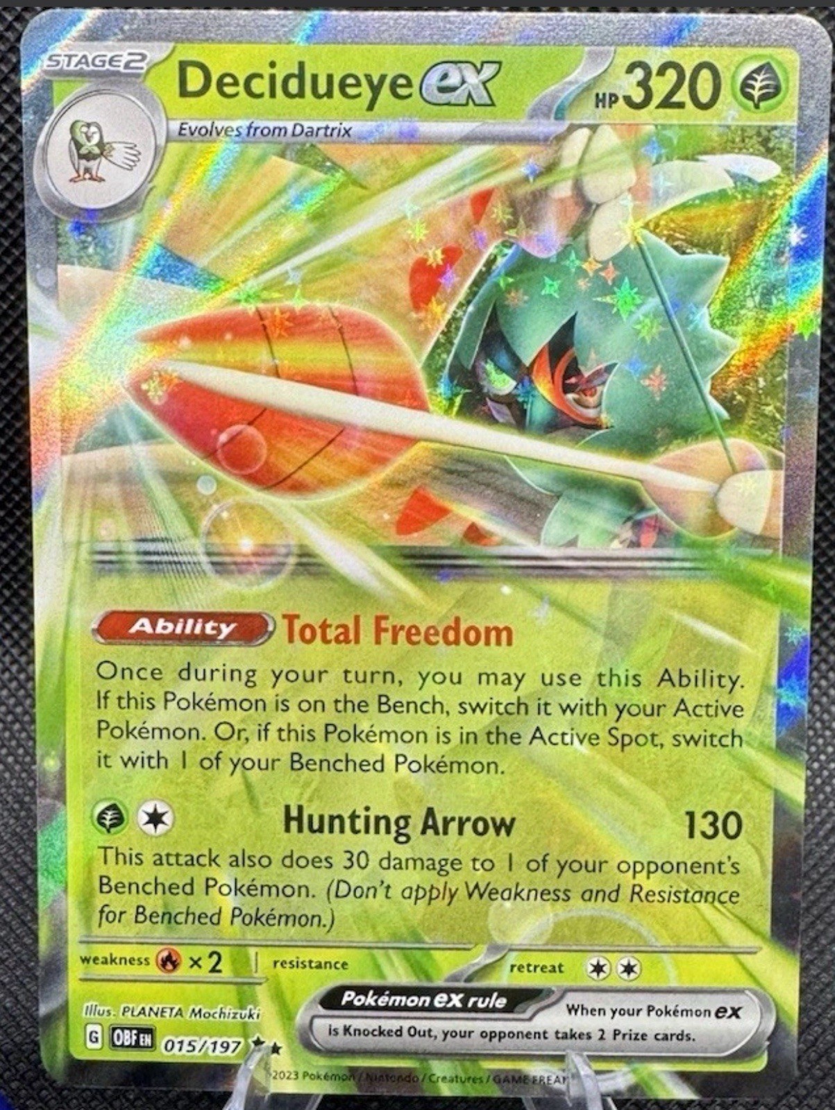 Decidueye ex 015/197 Holo SV03: Obsidian Flames NM Pokemon TCG Card