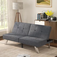 CANMOV Futon Multifunctional Double Linen Folding Sofa Bed - Elegant Guest Bed