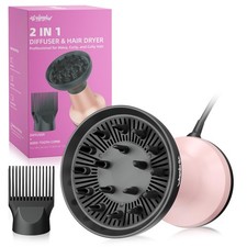 2-in-1 Diffuser Hair Dryer for Curly Hair: 1875W Ionic Hair Dryer w/Comb  Di...