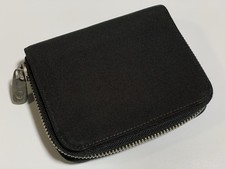 dunhill / Round Zipper Bifold Wallet / Nylon & Leather / Black / 5 Card Slot